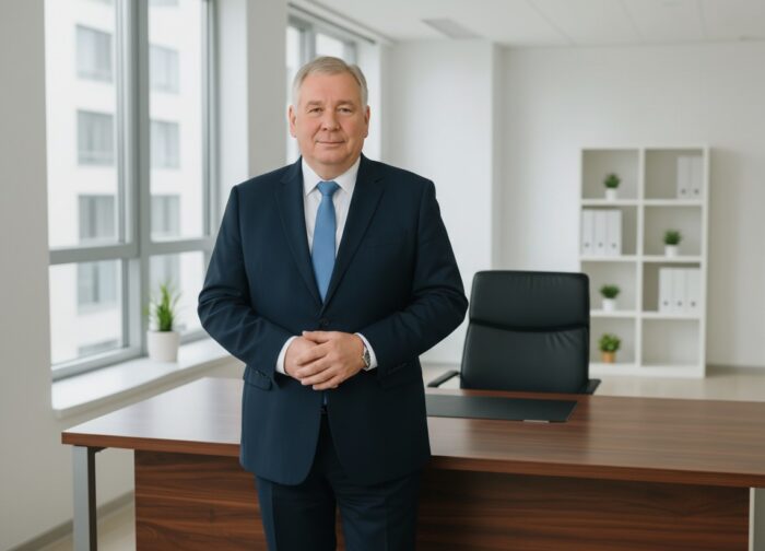 Hans-Peter Seefelder vor einem Schreibtisch